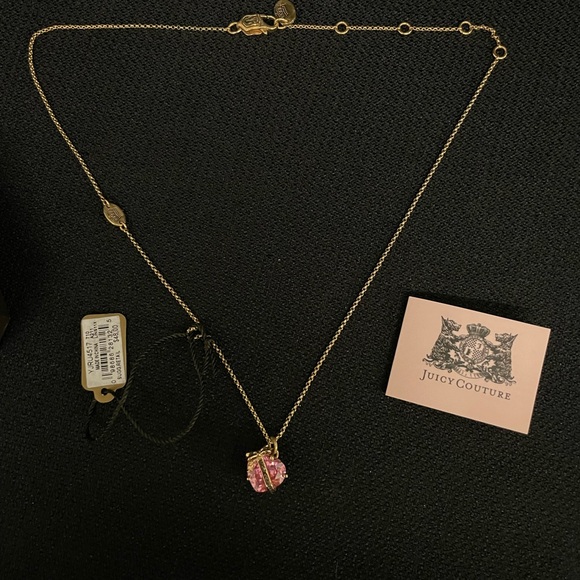 Vintage Y2K JUICY COUTURE Pink Crystal Heart Necklace NEW - Picture 2 of 14